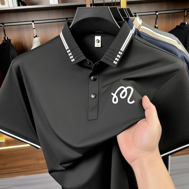 Designer Men's New Seamless Exquisite Print Polo Shirt Cool Short Sleeved Fashion Solid Color T-shirt Business Casual Men's Wear