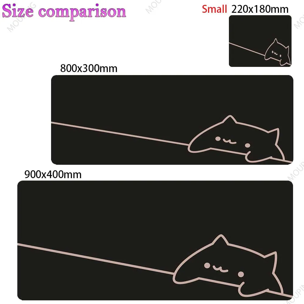 White Deskmat Black Cat Kawaii Mouse Pad Minimalistic Gaming Laptop Large Mousepad Anime Office Carpet Gamer Keyboard Mouse Mats