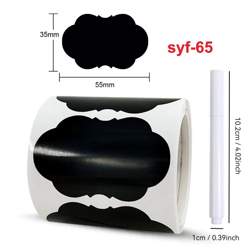 120Pcs/Roll 3 Styles Removable Blackboard Stickers With Erasable Pen Waterproof Chalkboard Labels 1.4*2.2in for Home & Kitchen