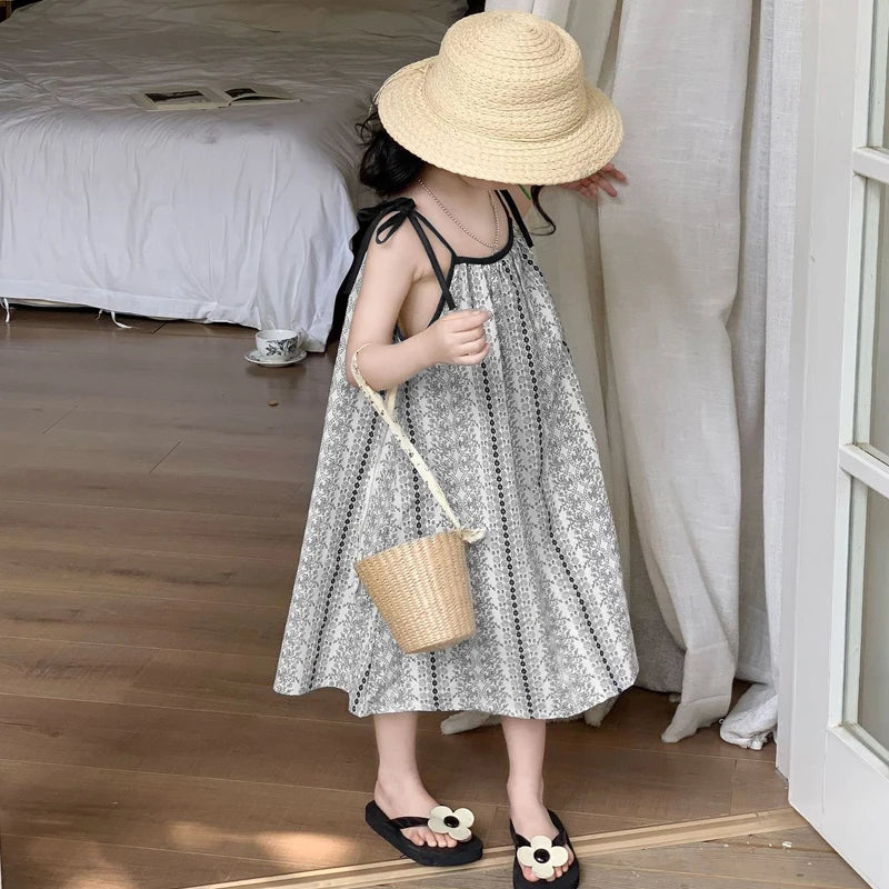 Bohemian printed style vacation dress For 1-9 Yrs Baby Girls 6.1 Children's Day Party Costumes Sleeveless loose beach Dress 2026