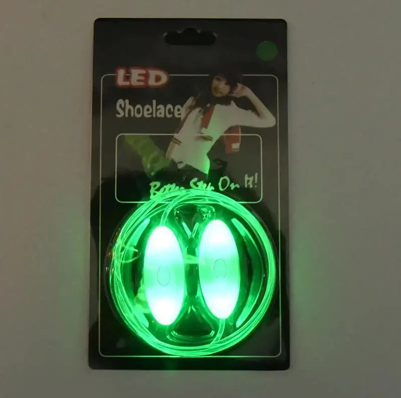 LED Sport Shoelaces Night Luminous Shoelaces Glow Shoe Strings Round Flash Light Shoelaces for Women Men No Tie Lazy Shoe Laces