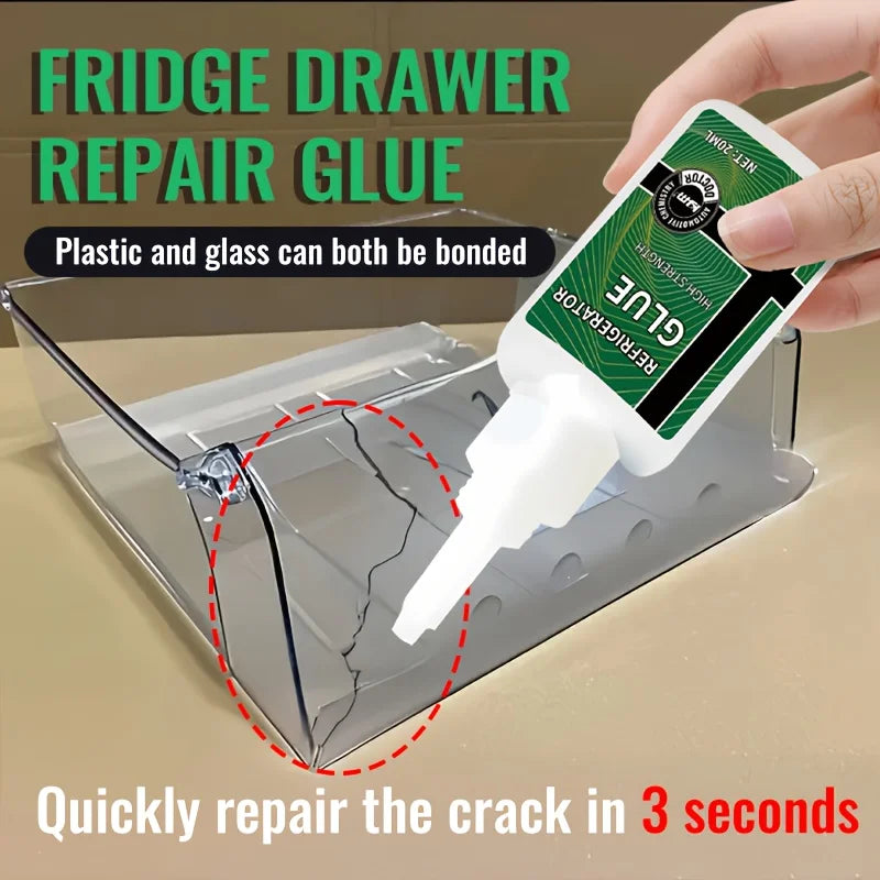 KJM Refrigerator Drawer Repair Glue - Quick-Dry Strong Sealant for Cracks & Breaks, Easy Apply, Durable Bond, Freezer Resistant