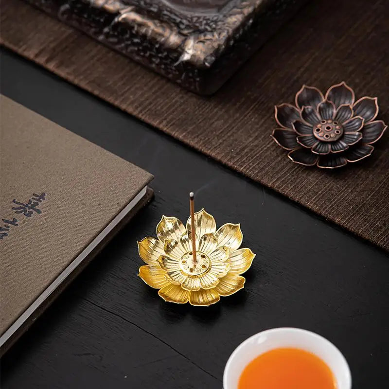 Buddhism Lotus Line Incense Alloy Incense Burner Stick Holder  plate Sandalwood Coil Base Temples Yoga Studios Home Decoration