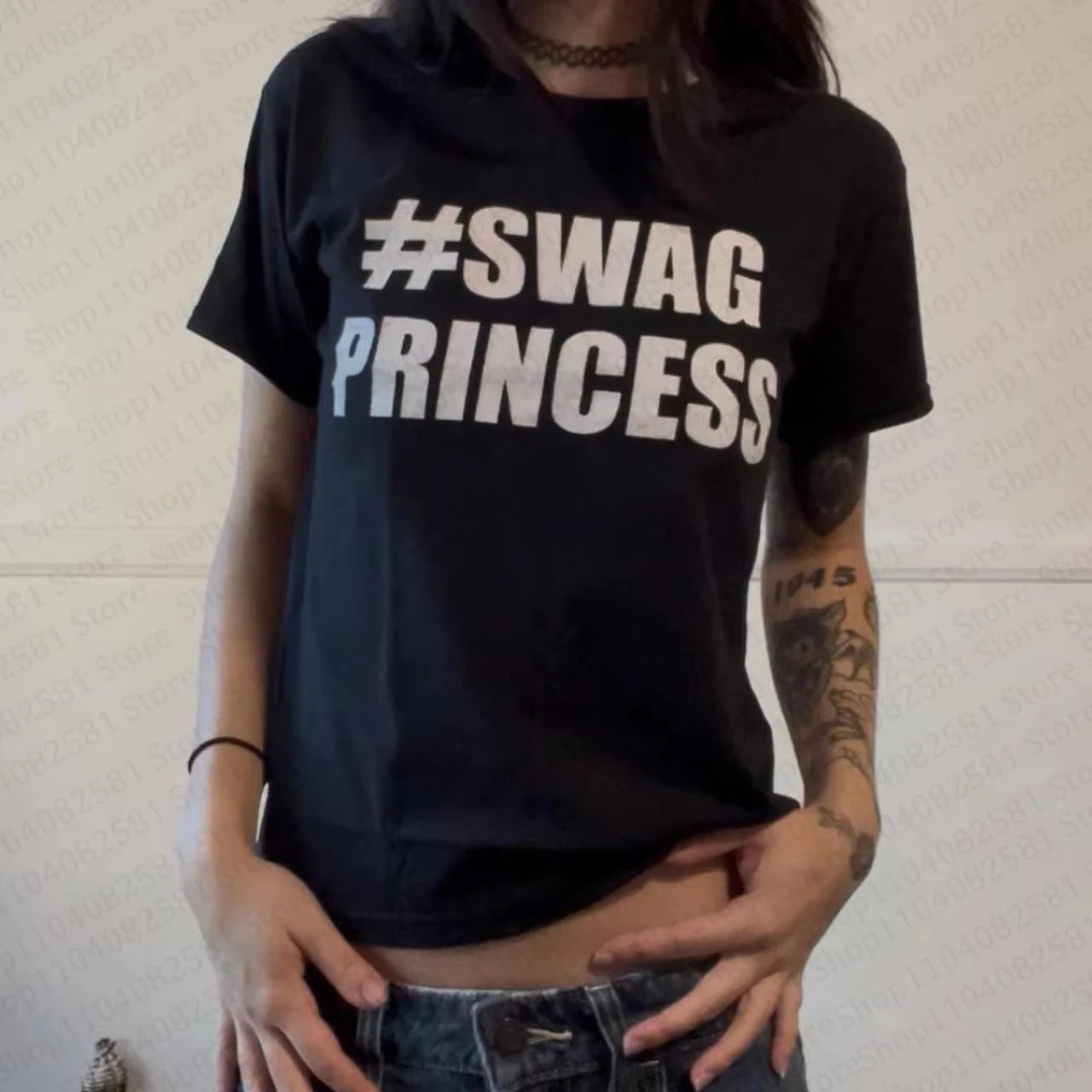 Aesthetic Kawaii Clothing Retro Women's 90s Cut Top Women's Baby Letter T-shirt Y2k Fashion Casual 2000s Top Emo pregnant