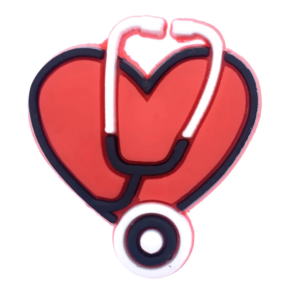 1PCS Cartton Medical Treatment Series Garden Shoe Accessories Doctor Gifts Needle Stethoscope Shoe Charms Nurse Slippers Decor