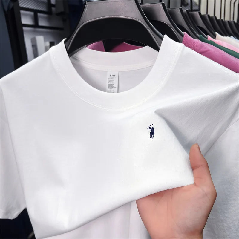 100_ cotton men's short sleeve T-shirt fashion brand Paul Pony embroidery summer new high-end comfortable casual round neck top