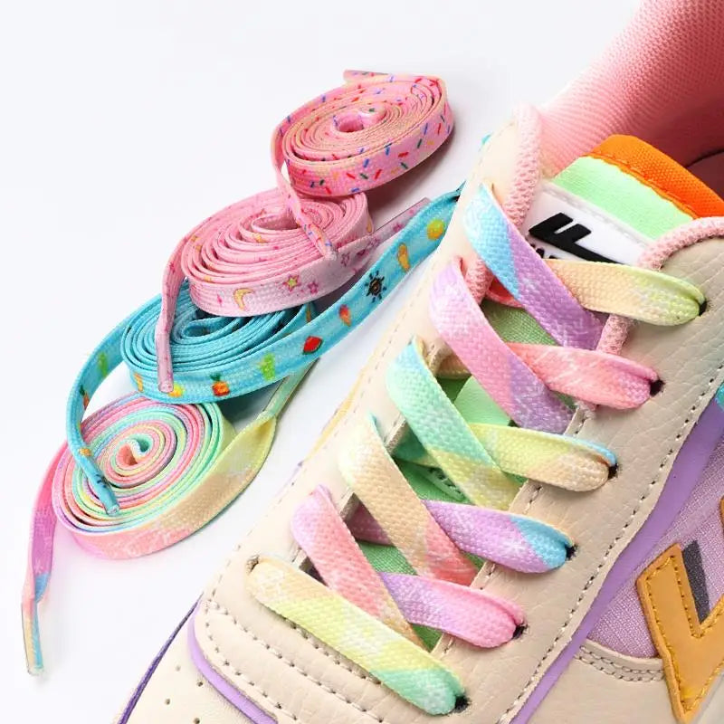 1Pair Print Shoelaces for Sneakers Quality Fabric Flat Shoe laces Fashion Girl Laces for Shoes width 0.8cm 120/140/160CM