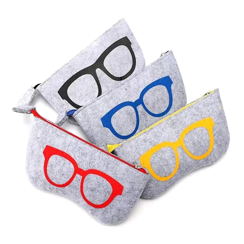 1pc Unisex Felt Glasses Bag Portable Glasses Storage Bag Travel Sunglasses Eyeglass Organizer Pencil Case Makeup Bag with Zipper