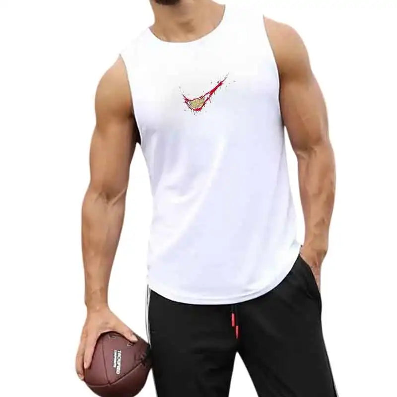 Gym Tank Top Running Sleeveless Shirt Fitness Workout Vest Men Basketball Jersey Training Bodybuilding Workout Stringer Singlets