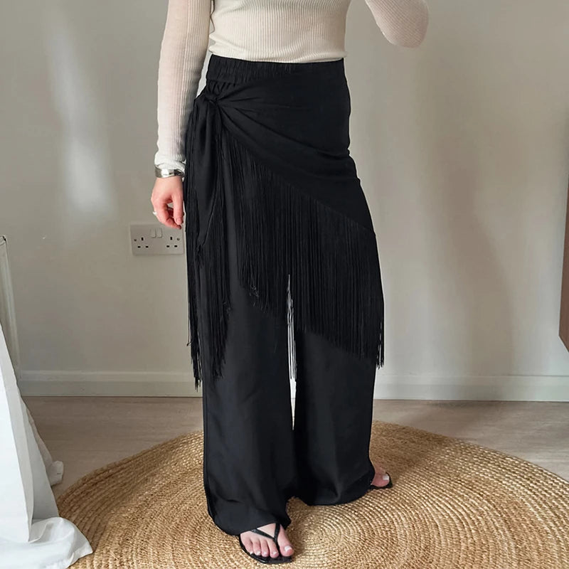 Casual Embroidery Mini Skirts Women Tassel Patchwork Low Waist Lady Short Irregular Skirts Female 2026 Summer Lady Bottoms Chic
