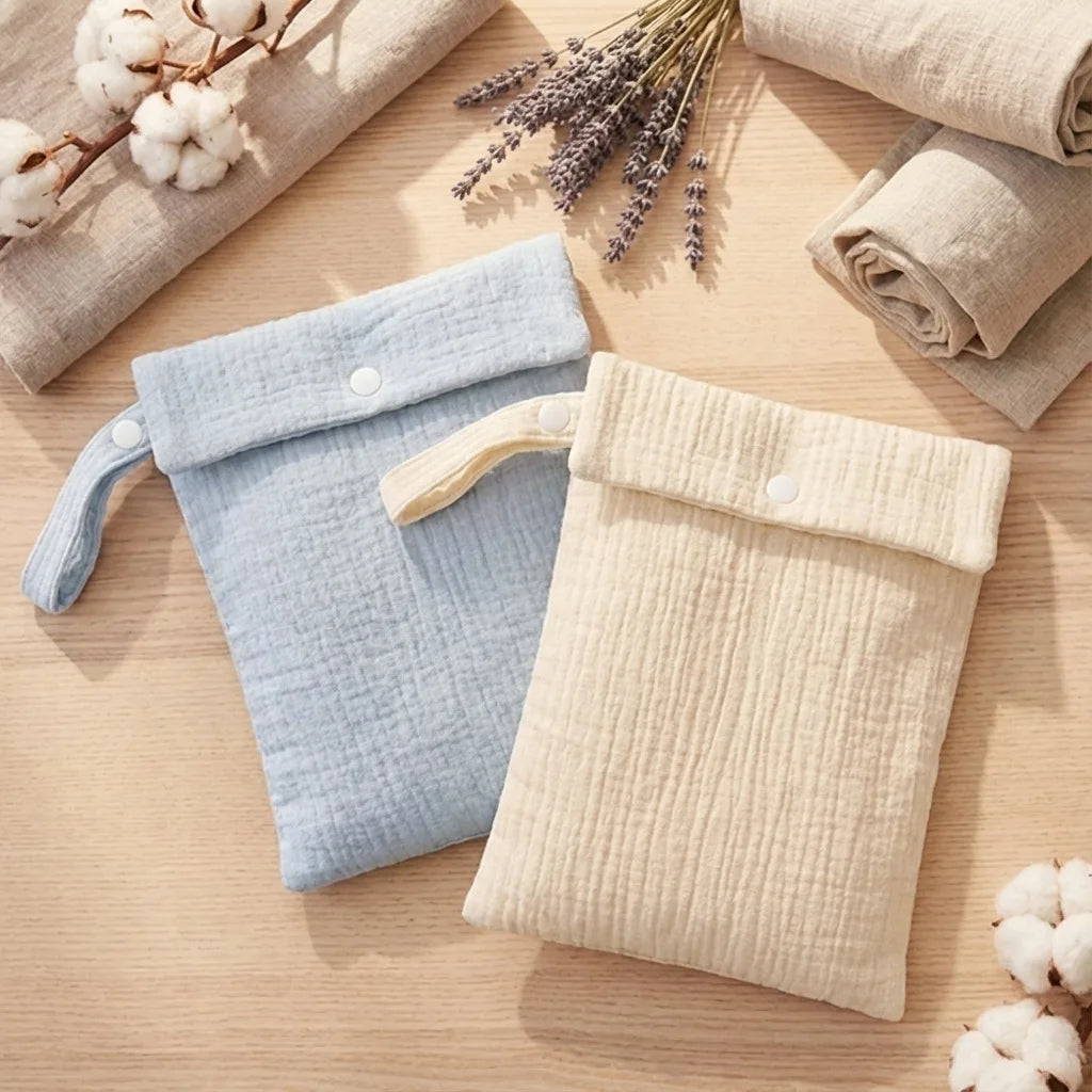 Baby Diaper Bag Muslin Cotton Gauze Wet Bag Portable Travel Hanging Organizer Pouch Infant Toddler Mommy Cosmetic Bag Best