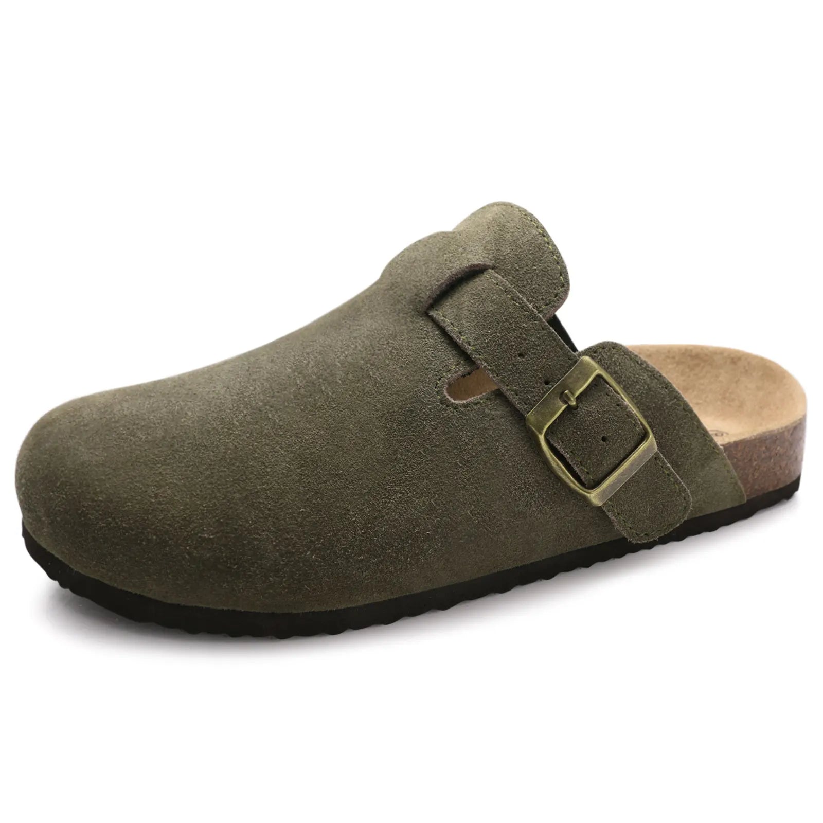 Crestar Women Genuine Suede Clogs Fashion Cow Leather Slippers New Color Soft Cork Footbed Mules Potato Shoes with Arch Support
