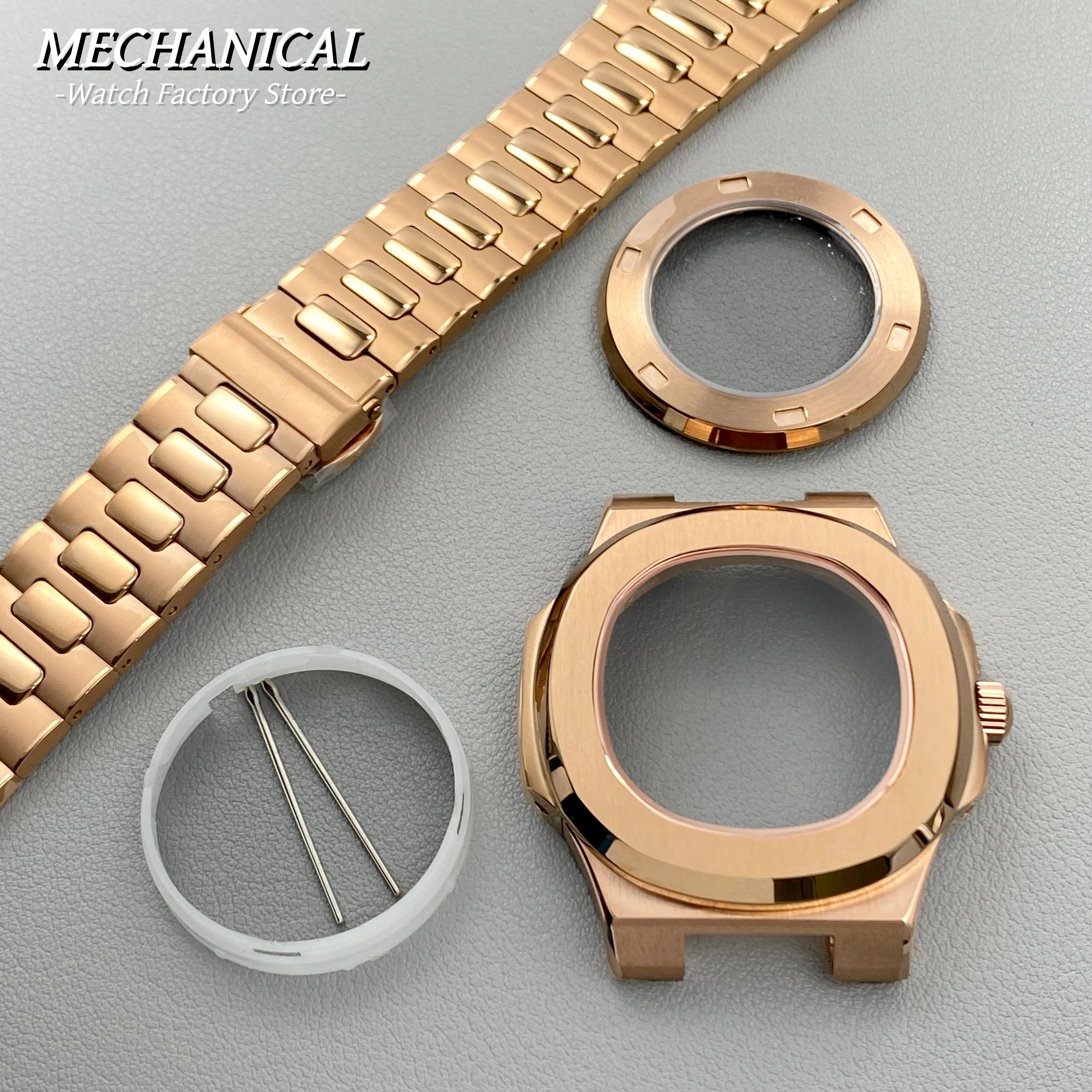 40mm Square Watch Case for Nautilus Style NH35 NH36 NH38 Movement Rose Gold/Black/Silver PVD Stainless Steel Sapphire Watch Case