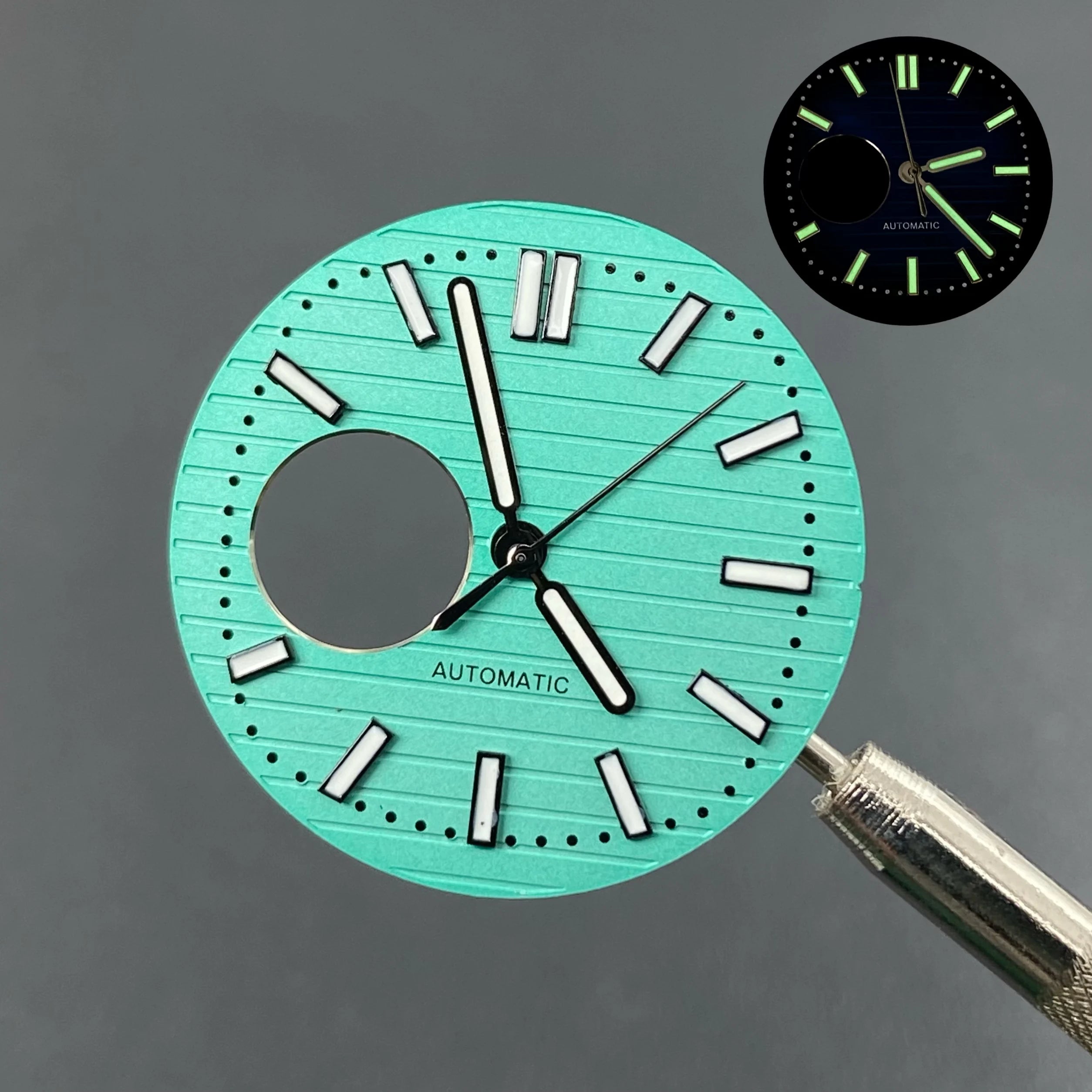N30.5MM Dial Nautilus No Logo Watch Dial Green Luminous With Hands Suitable for NH38 Movement Modification Repair Accessories