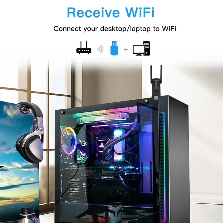 Wireless USB 1300Mbps WiFi Adapter Dual Band 2.4G 5Ghz USB 3.0 WIFI USB Adapter 802.11ac Network With Antenna For Desktop Laptop