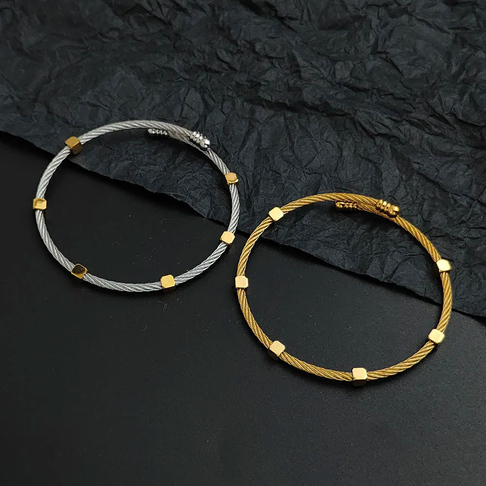 Creative wire thorn nut gold-plated stainless steel women's bracelet, waterproof and rust-free, couple bracelet