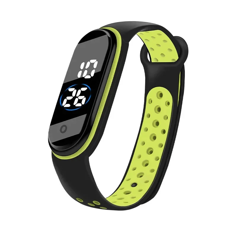 Waterproof Kids Sports Watch Children Smart Touch Screen LED Digital Watch Two Tone Silicone Strap Men Women Watch Student Clock