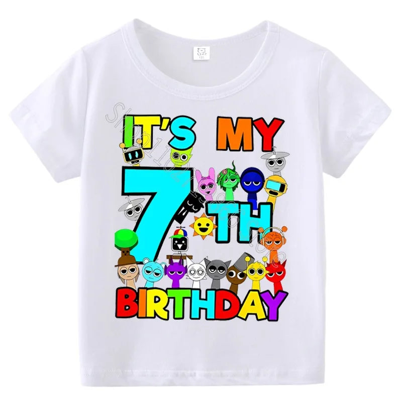 Summer Short Sleeves Sprunki Incredibox Print Children T-shirts Kids Clothes Boys Girls Cotton Tees Tops Birthday Party Gifts