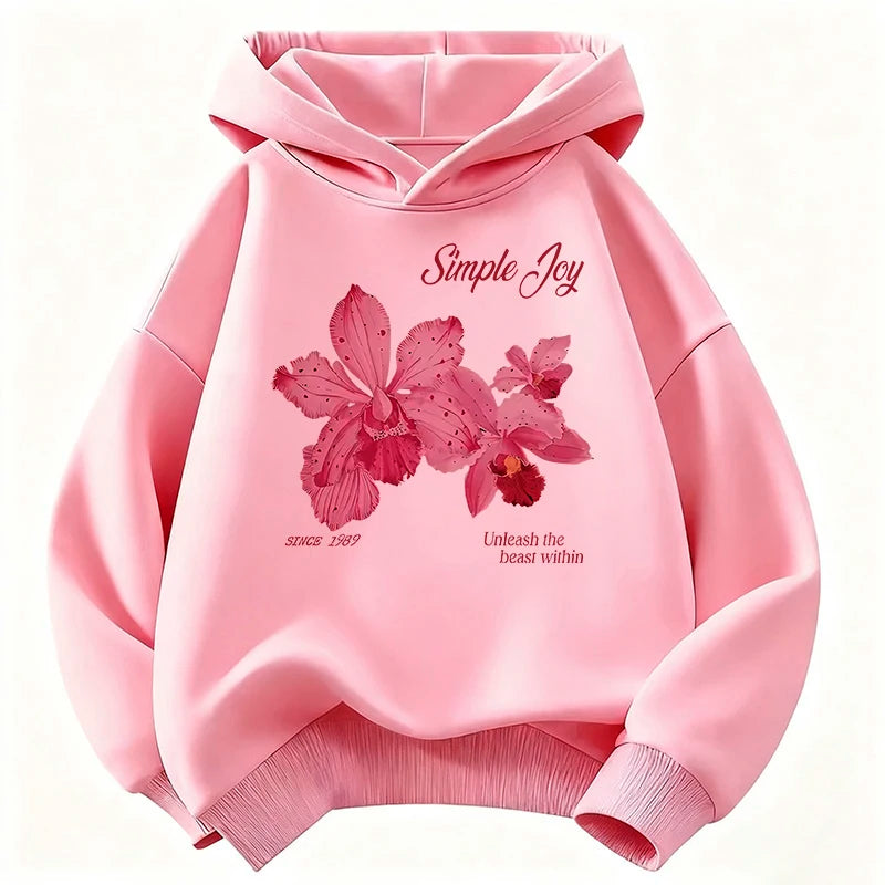 Graphic Pullover Flower Design Hooded Kids Children's Sweatshirt Cute Hoody for Boys Girls Spring Casual Hoodies