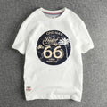 Summer American Retro Short Sleeve O-neck Letter Motorcycle Printed T-shirt Men's Fashion 100% Cotton Washed Casual Youth Tops