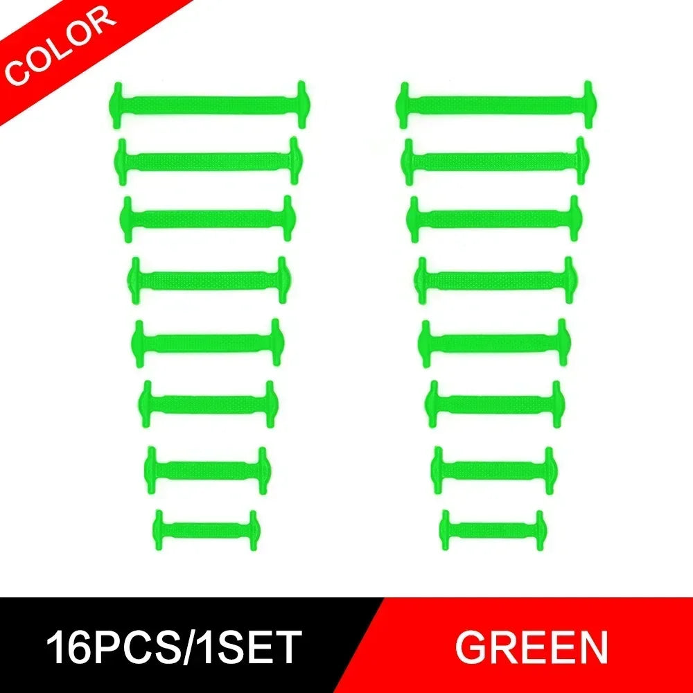 New 16Pcs Elastic Shoe Laces All Sneakers Silicone Stretch Shoelaces Unisex Fashion No Tie Shoelace Rubber Band Shoelaces