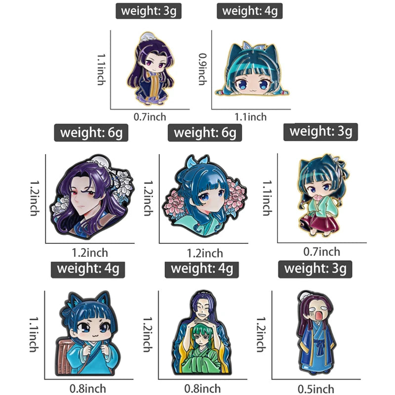 Maomao Light Novel Brooch Enamel Pins  Cute Japanese Anime Cartoon Character Brooches Lapel Badge Jewelry Gift for Fans Friends