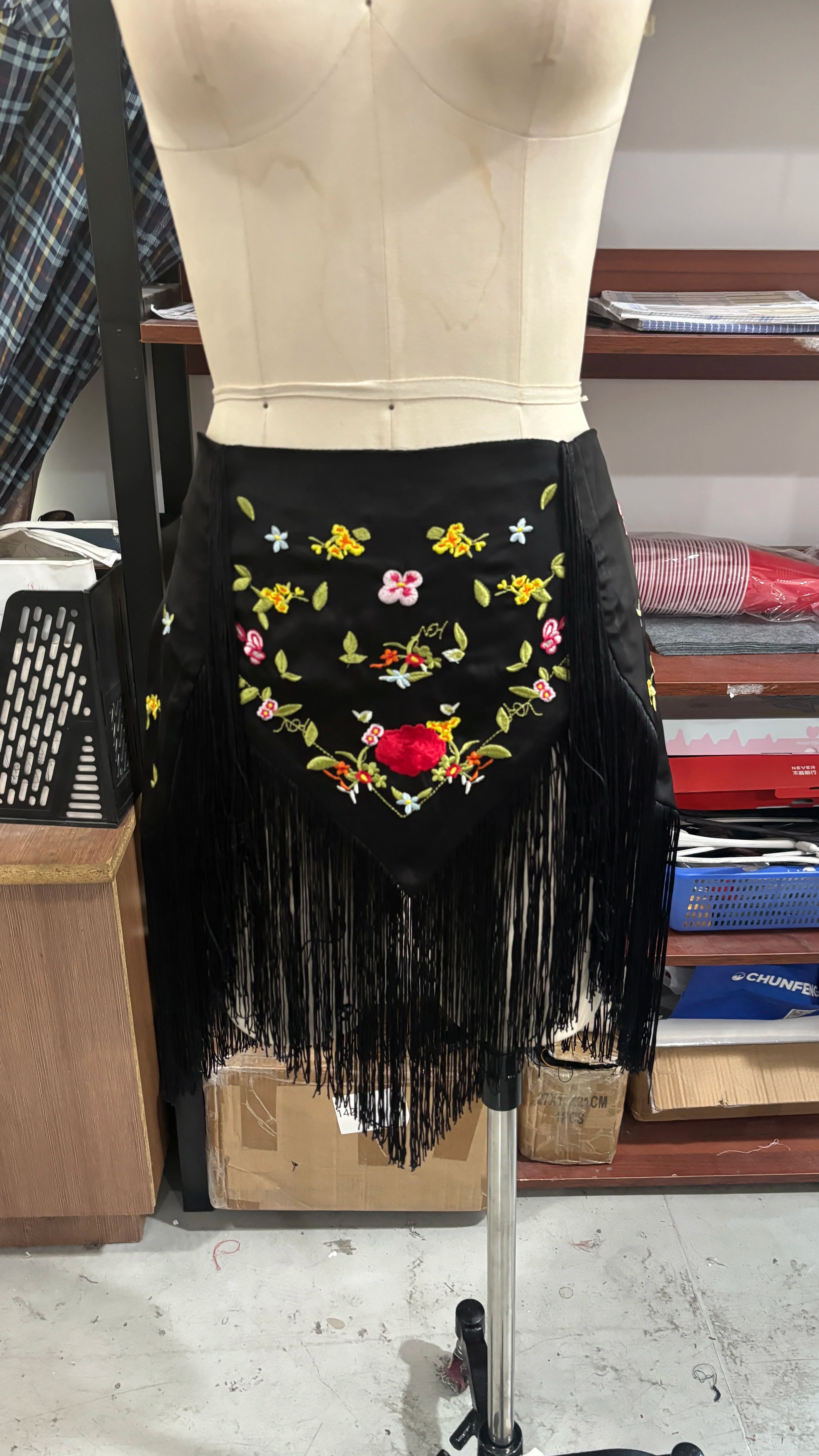 Casual Embroidery Mini Skirts Women Tassel Patchwork Low Waist Lady Short Irregular Skirts Female 2026 Summer Lady Bottoms Chic