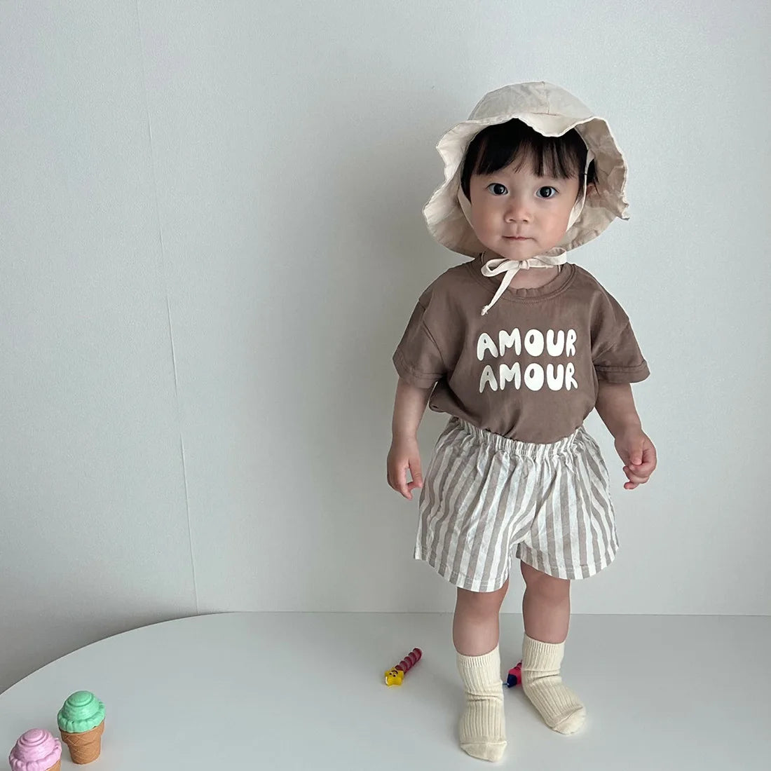 Summer Korean Style Kids T-Shirt Letter Print Cotton Short Sleeve Children Top Solid Color Thin Soft Clothes for Boys Girls