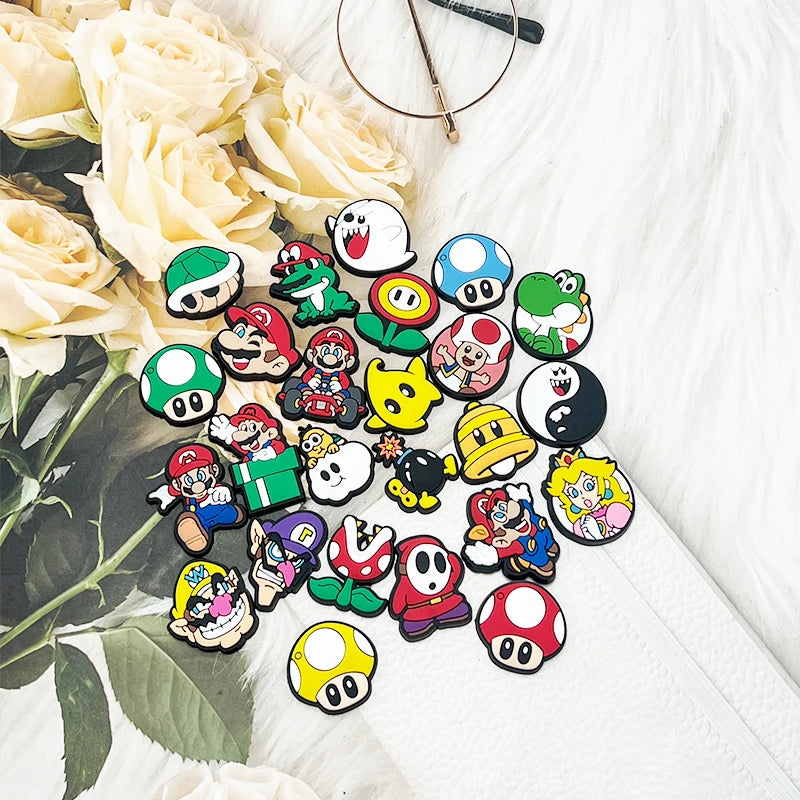 1-100Pcs Jumping Brothers Game Series Shoes Charms PVC Shoe Bag Accessories For Clogs Sandals Decoration Buckle Kids Gifts