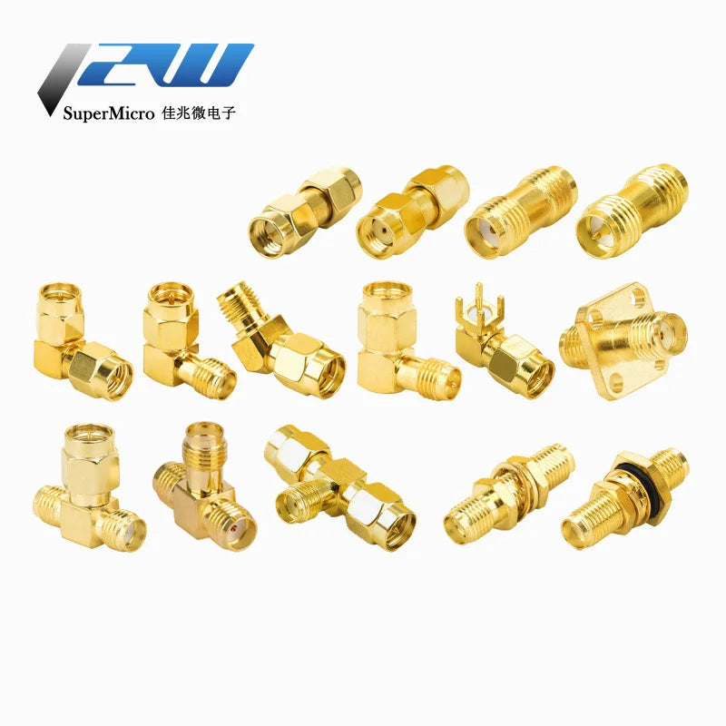 2PCS SMA to SMA Adapter SMA Male Female to Male Female RP SMA Straight 3 Way Right Angle 90 135 Degree RF Connector for Antenna