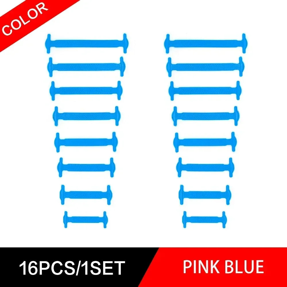 New 16Pcs Elastic Shoe Laces All Sneakers Silicone Stretch Shoelaces Unisex Fashion No Tie Shoelace Rubber Band Shoelaces