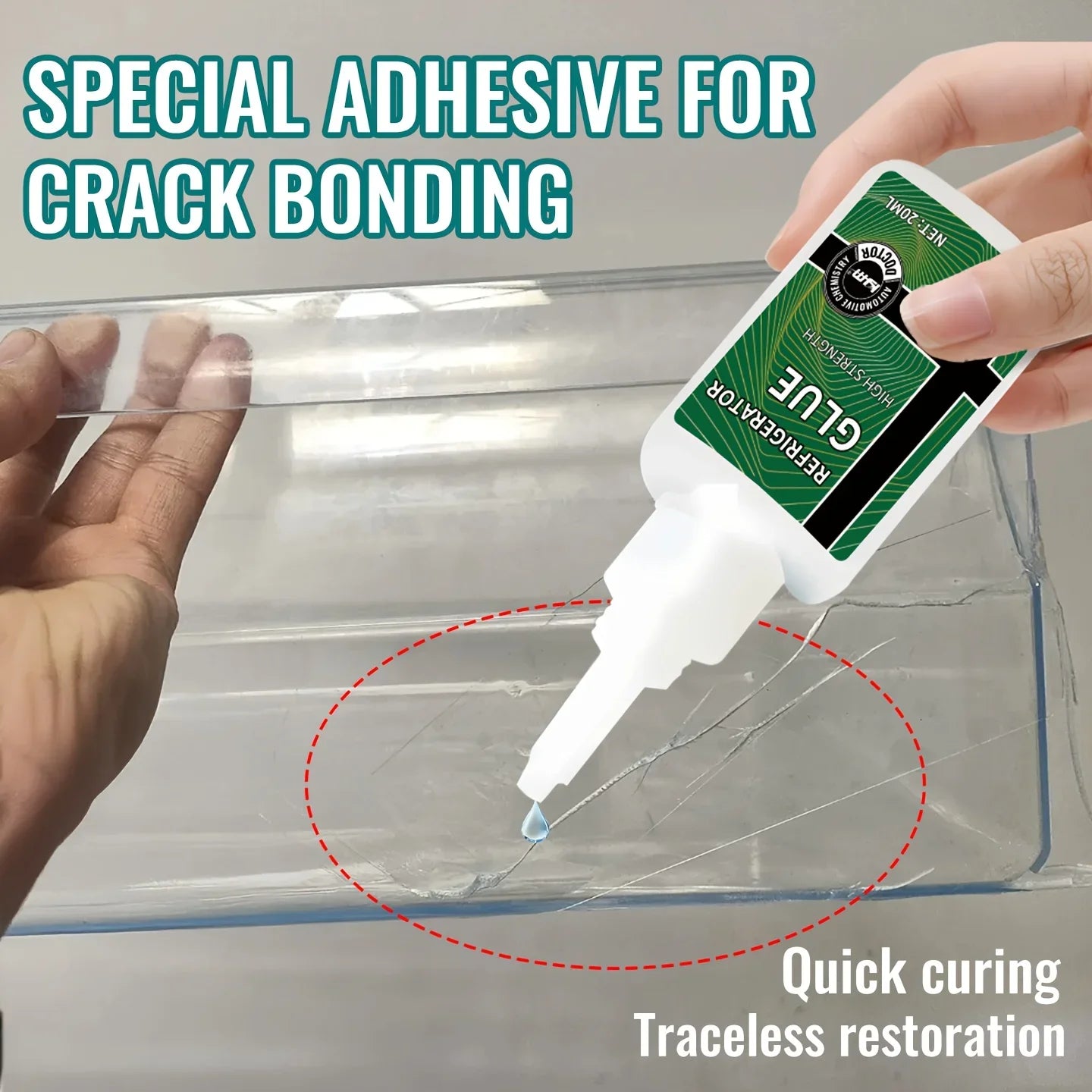 KJM Refrigerator Drawer Repair Glue - Quick-Dry Strong Sealant for Cracks & Breaks, Easy Apply, Durable Bond, Freezer Resistant