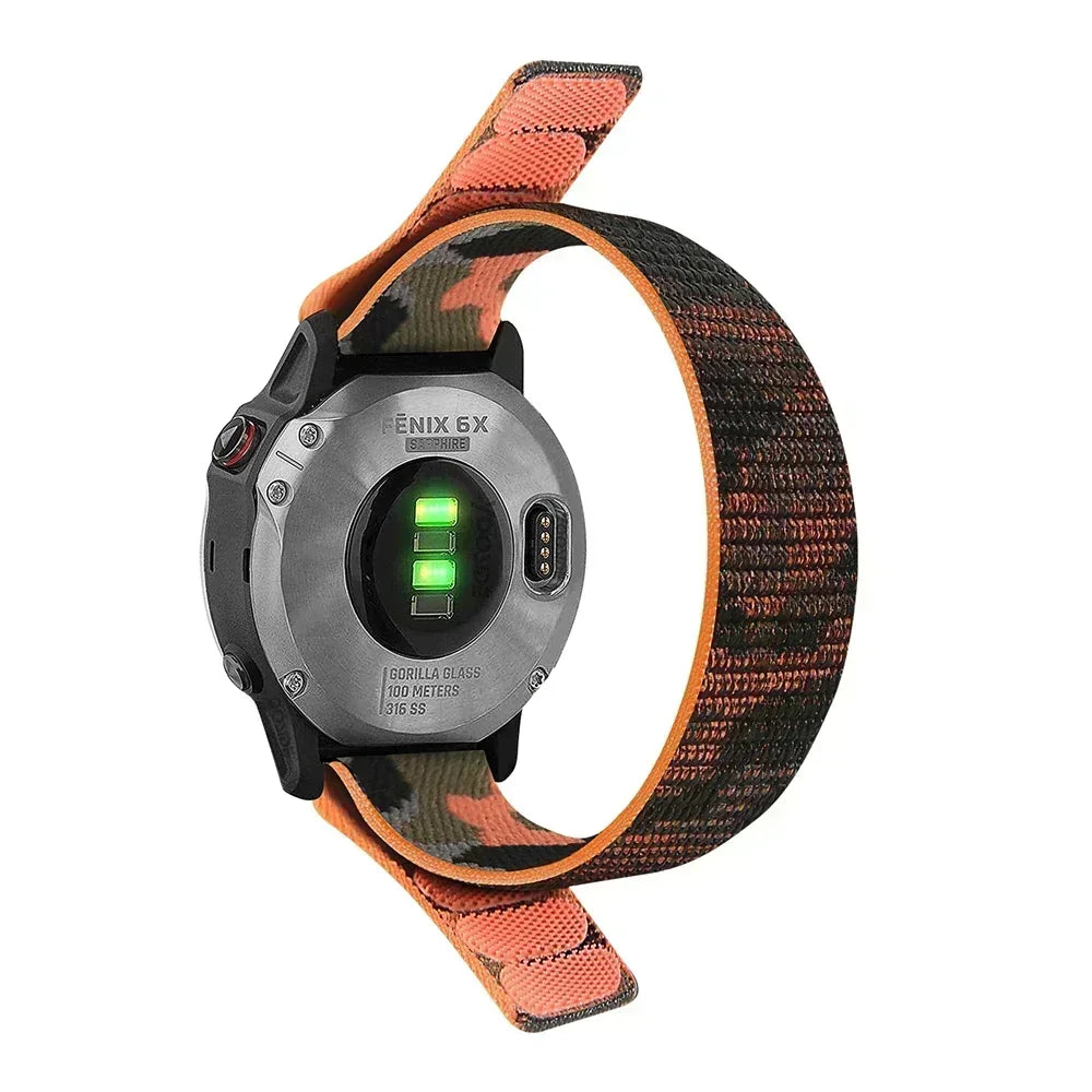 26mm 22mm Nylon Loop Watch Band For Garmin Fenix 8 8Pro 7 7X 6 6X 5X/Forerunner 970 965/Enduro 3 2/Instinct 3 2X QuickFit Strap