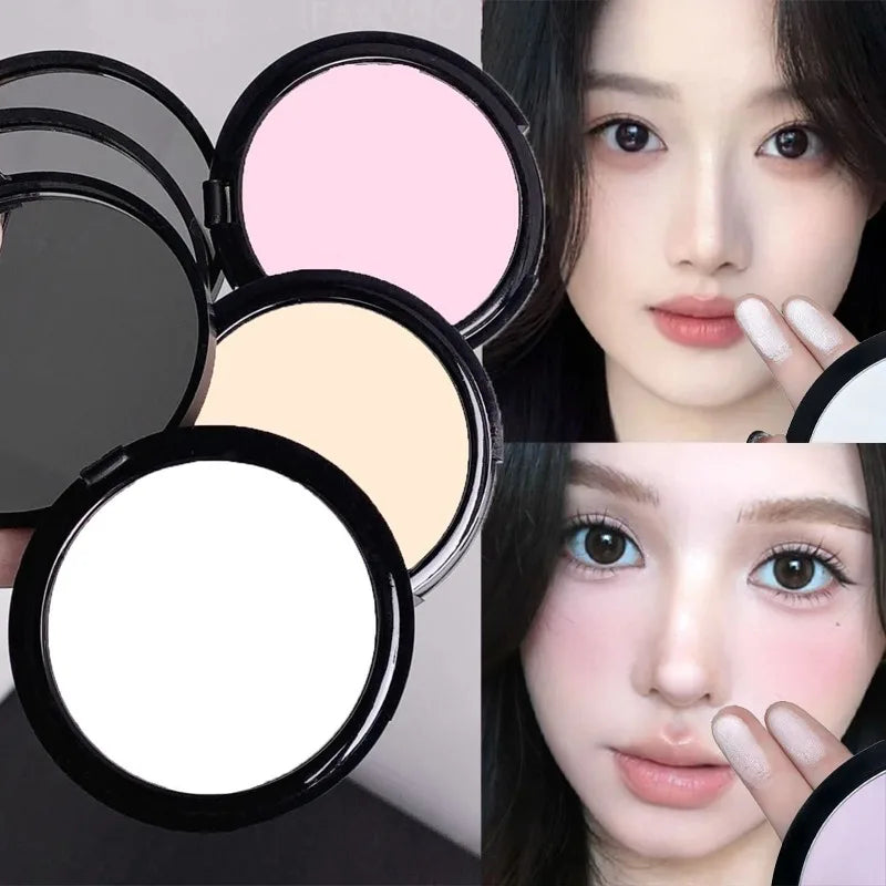Transparent White Pressed Powder Oil Control Silky Soft Focus Foundation Palette Concealer Brighten Modifying Dullness Makeup