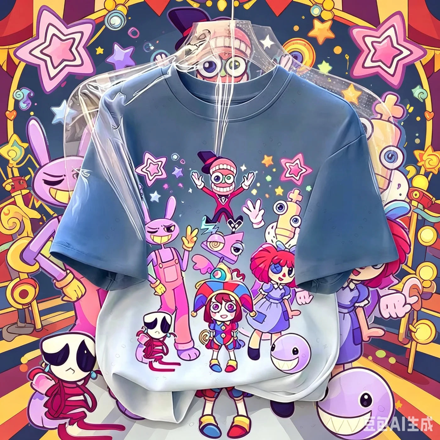 2026 Anime Short-Sleeve T-Shirt Magical Digital Circus T-Shirt Summer Fashion Unisex Crew Neck Top Lightweight and Breathable
