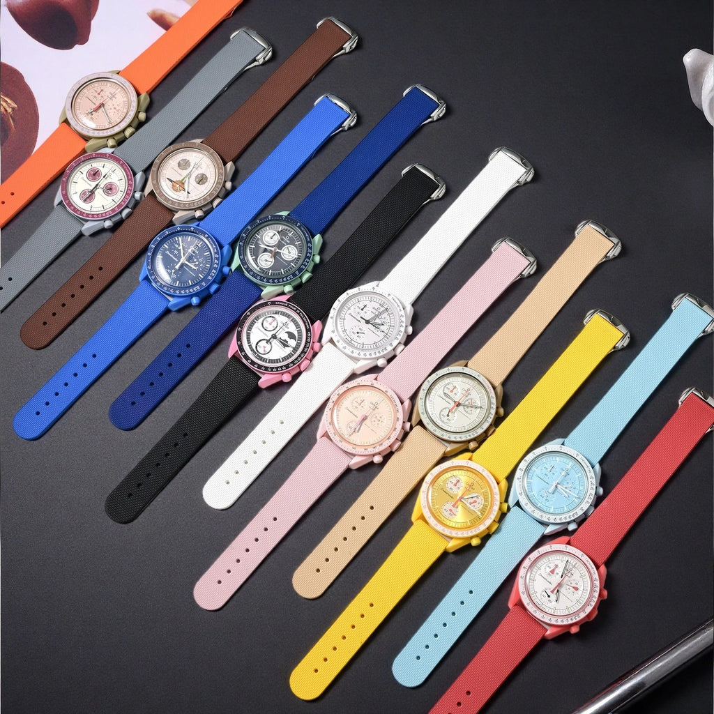 Watch Straps For Women 20mm For Omega MoonSwatch Speedmaster Cartier FKM Rubber Watch Strap Quick Release Universal Watch Bands