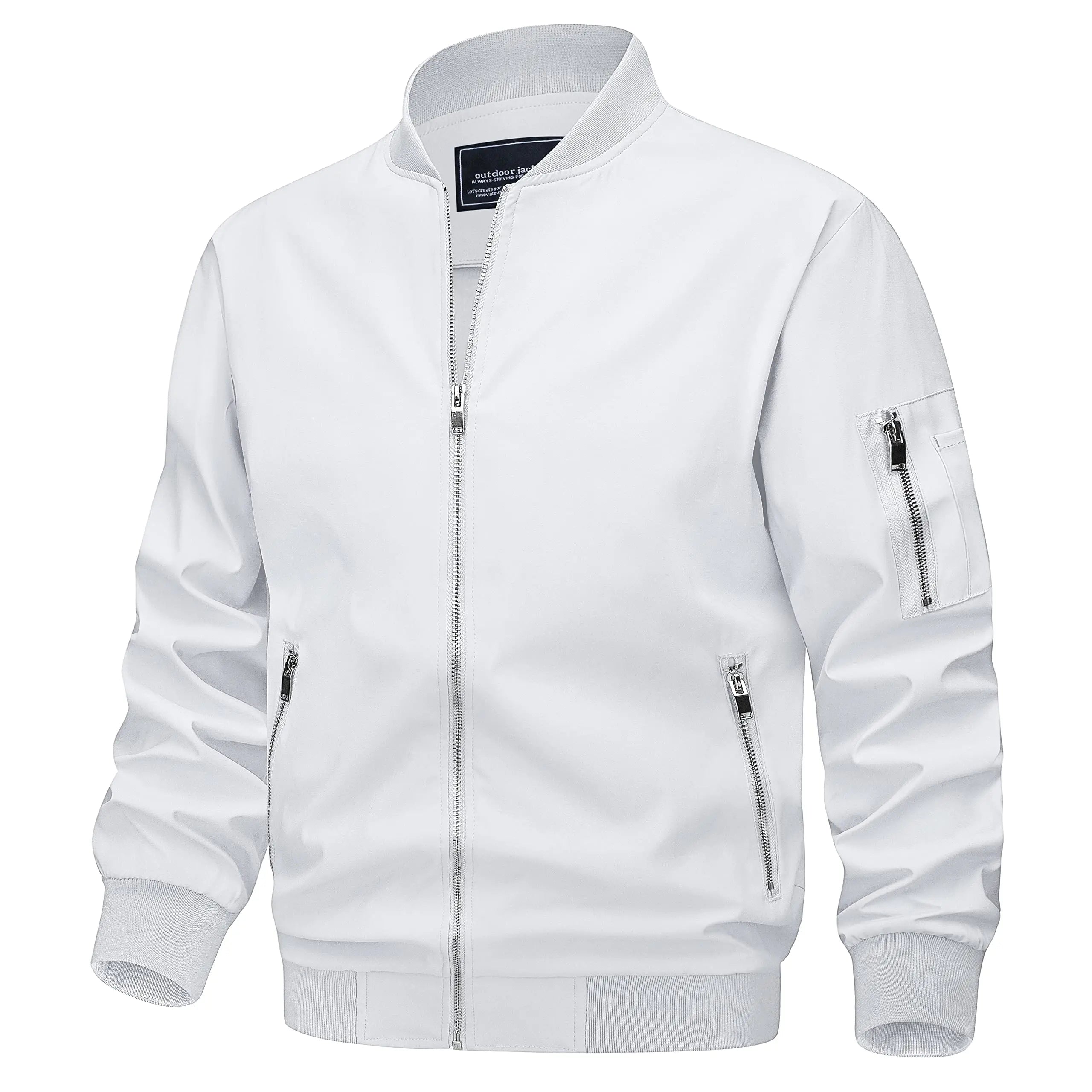 TACVASEN Spring Fall Thin Bomber Jackets Mens Jacket Lightweight Casual Windbreaker Zip Pockets Coats Biker Outwear Outdoor Male