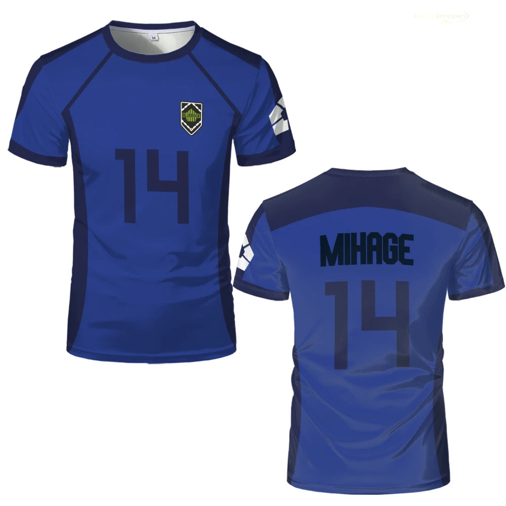 ISAGI 3D Print Sports Quick-dry Breathable Men T-Shirt Anime Cosplay Harajuku Football Team Training Parent-child Short Sleeve