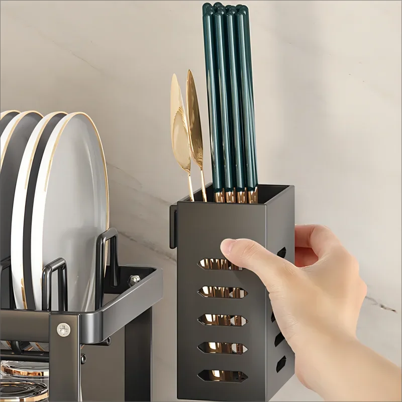 Adjustable Stainless Steel Dish Drying Rack with Drainboard - Over The Sink Plate Organizer, Kitchen Storage & Drainer