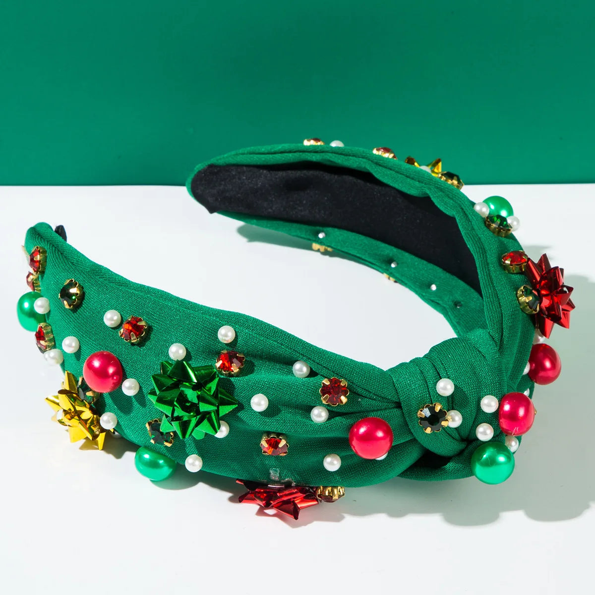 Xmas Hair Accessory Plastic Floral Pearl Headband Women Simple Christmas Hairband for Holiday Party