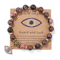 Green Aventurine Stone Card Bracelet Turkish Evil Eye Pendant Bracelets For Women Men Luck Protection Pray Meditation Jewelry