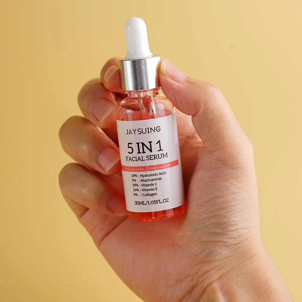 5 In 1 Face Serum Vitamin C Moisturizing Whitening Anti Wrinkle Aging Niacinamide Hyaluronic Acid Facial Serum SkinCare 30ml