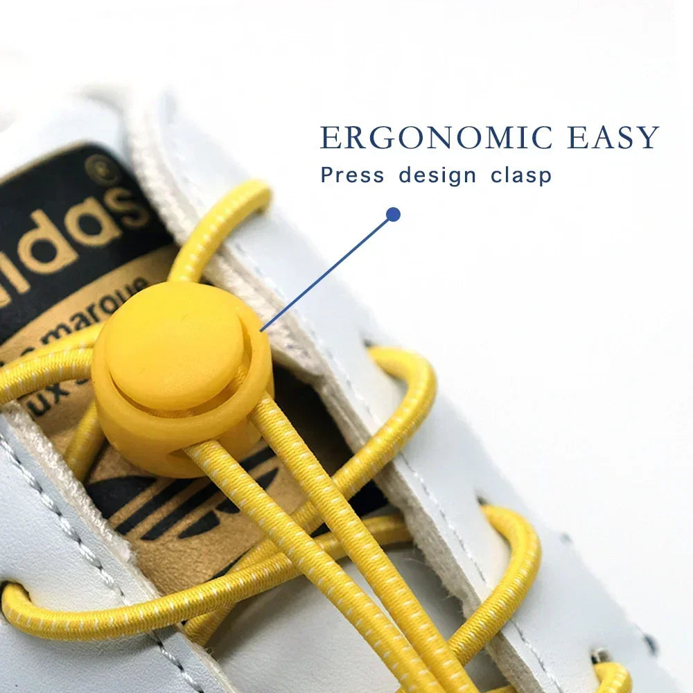 1 Pair of No Tie ShoesLaces Rubber Round Spring Lock Elastic Sneaker Shoelaces Laces Accessories Suitable for Kids Adult Lazy