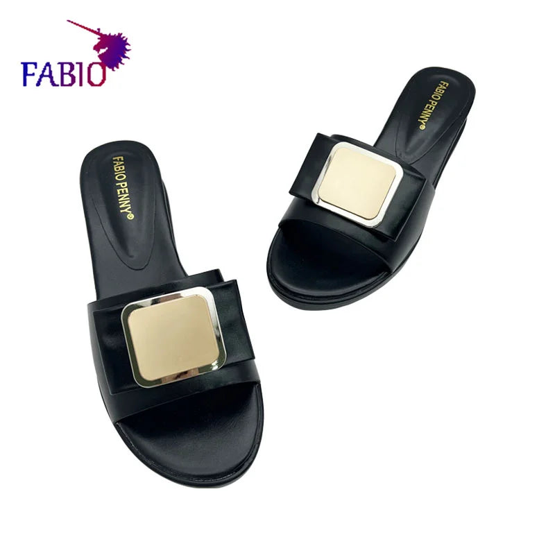 FABIO PENNY's 2026 new popular exquisite metal fashion thick-soled design slippers summer parties comfortable ladies' slippers