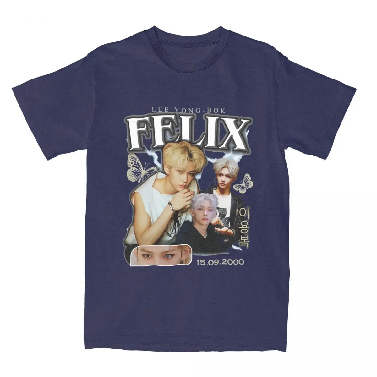 Men FELIX Korean Kpop Singer T Shirts Idol Cotton Clothing Summer Vintage Short Sleeve T-Shirt O Neck Harajuku Tshirt