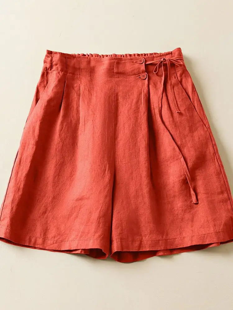 Women Casual Short Pants New Arrival 2023 Summer Vintage Style Solid Color Loose Comfortable Female Cotton Linen Shorts B2438