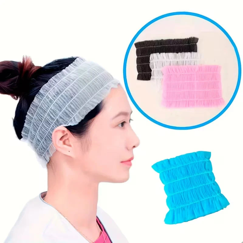 20/50/100pcs Disposable Spa Headbands Soft Non- Elastic Facial Hair Bands For Sauna, Facial Cleansing, Skincare & Makeup