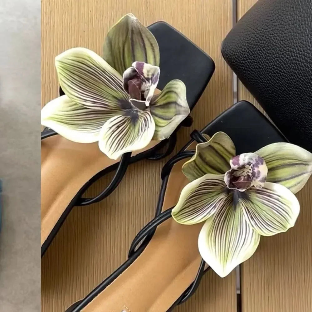 1 Pair Simulation Coloful Thai Fairy Butterfly Flower Shoe Buckles Personalized Design Butterfly Orchid Simulation Buckles Decor