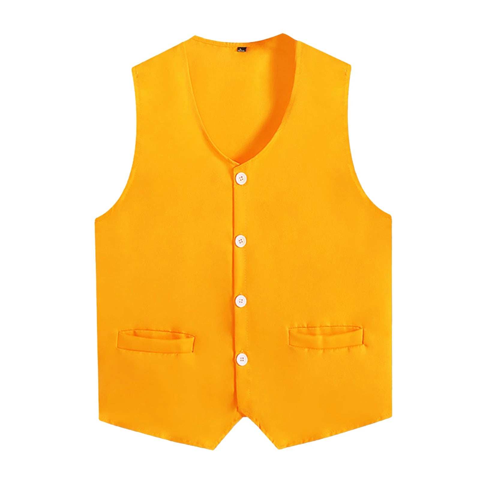 Kids Boys Girls Button Volunteer Vest Solid Color V Neck Sleeveless Waistcoat Volunteers School Camp Activities Uniform
