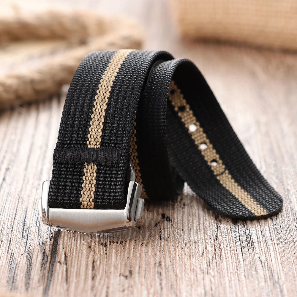 Deployant Clasp Nylon 20mm 22mm Watch Strap Premium Ribbed Watch Band for Omega Folding Buckle Watchband Sport Wristband for Men
